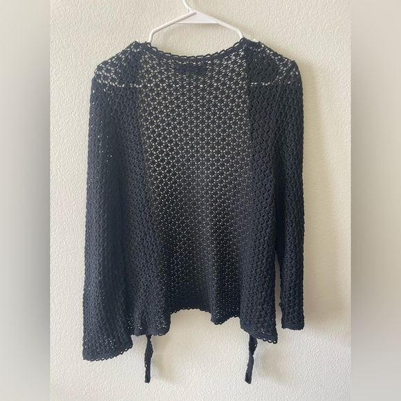 Jones New York black knit stitched cropped cardigan sweater - Picture 3 of 3